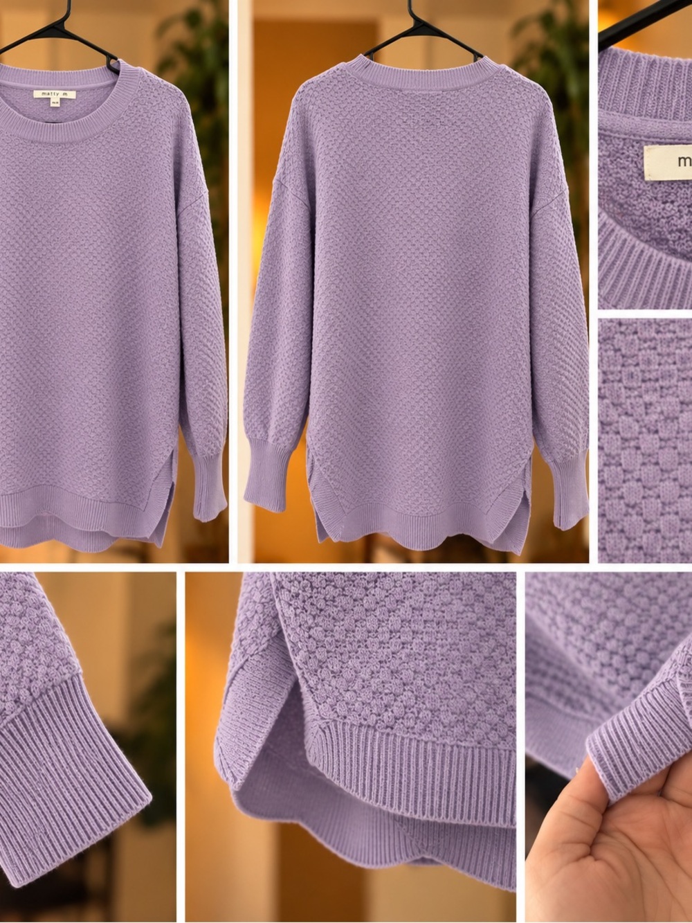 Matty M Lilac Textured Crewneck Sweater